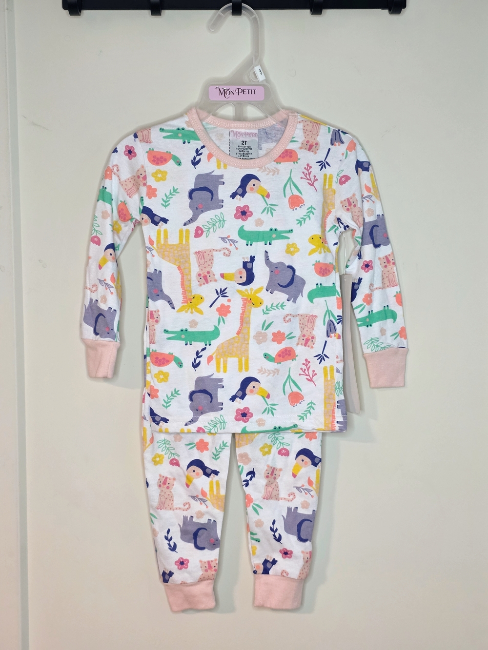 Mon Petit Pastel Animal Print Kids Pajama Set - Multicolor